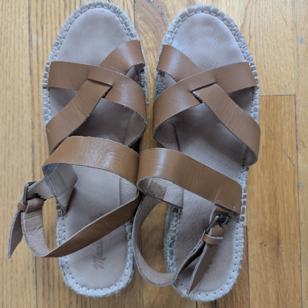 Madewell Brown Leather Sandals with Crisscross Straps
